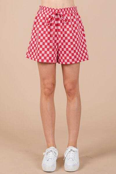 Ces Femme Checkered Round Neck Top and Shorts Set - Trendsi - Flyclothing LLC