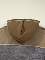 Mixed Texture Patchwork Exposed Seam Half Button Hoodie - Trendsi - Flyclothing LLC