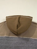 Mixed Texture Patchwork Exposed Seam Half Button Hoodie - Trendsi - Flyclothing LLC