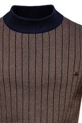 Men's Mock Neck Contrast Striped Sweater - Trendsi - Flyclothing LLC