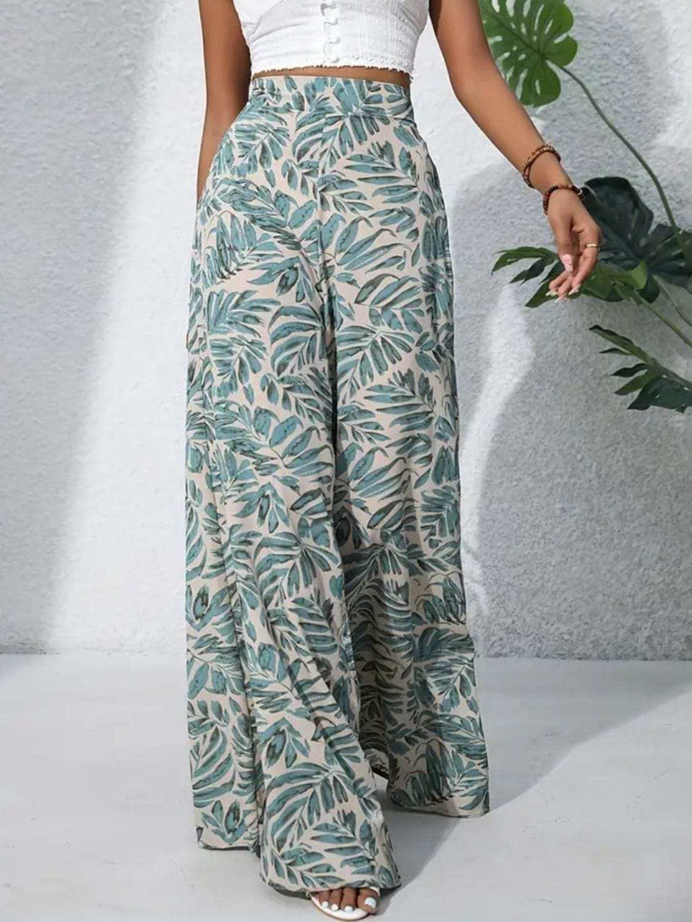 Printed High Waist Wide Leg Pants - Trendsi - Flyclothing LLC