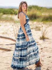 Tie-Dye Halter Neck Sleeveless Dress Trendsi