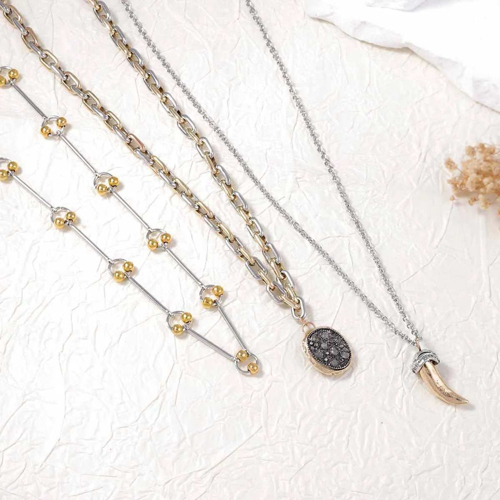 3 Piece Stainless Steel Pendant Necklace - Trendsi - Flyclothing LLC