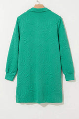 Texture Quarter Zip Long Sleeve Mini Dress - Trendsi - Flyclothing LLC