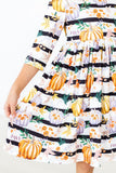 Pumpkins & Peonies 3/4 Sleeve Pocket Twirl Dress - Mila & Rose ®