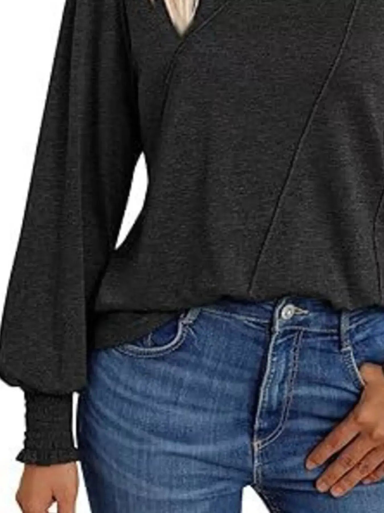 Round Neck Long Sleeve Top - Trendsi - Flyclothing LLC