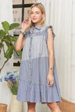 ADORA Button Down Textured Babydoll Dress - Trendsi