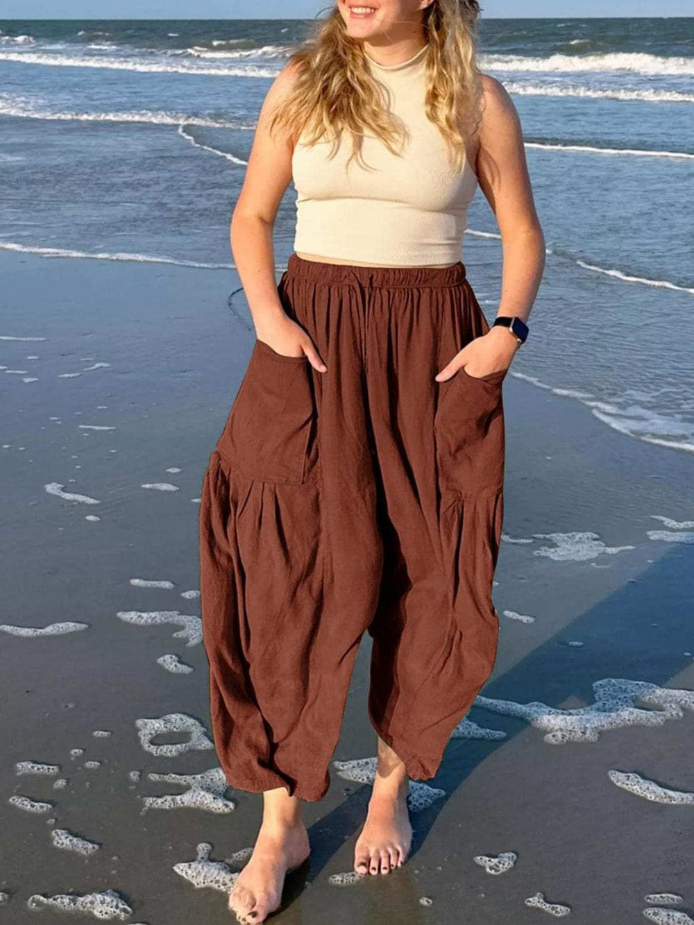 Full Size Drawstring Pants with Pockets Plus Size - Trendsi - Flyclothing LLC