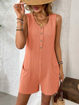 Pocketed Round Neck Sleeveless Romper - Trendsi - Flyclothing LLC