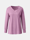 Full Size V-Neck Long Sleeve T-Shirt - Trendsi - Flyclothing LLC