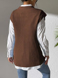 Pearl Trim V-Neck Sweater Vest - Trendsi