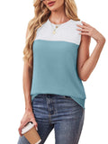 Color Block Round Neck Tank - Trendsi - Flyclothing LLC