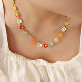 Titanium Steel Oil Drip Flower Necklace - Trendsi - Flyclothing LLC