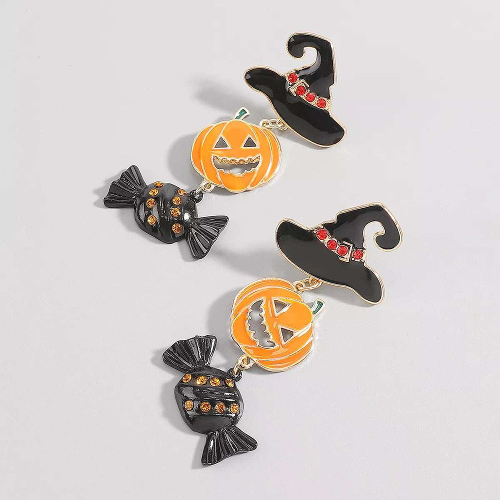 Halloween 18K Gold-Plated Alloy Pumpkin Earrings - Trendsi - Flyclothing LLC