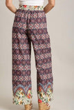 Umgee Full Size Mixed Print Elastic Waistband Pants Plus Size - Trendsi