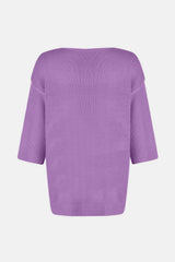 V-Neck Three-Quarter Sleeve Knit Top - Trendsi - Flyclothing LLC