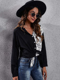 Printed Collared Neck Long Sleeve Shirt - Trendsi - Flyclothing LLC