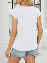Pleated Front Scoop Neck T-Shirt - Trendsi - Flyclothing LLC