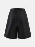 PU Leather High Rise Shorts - Trendsi