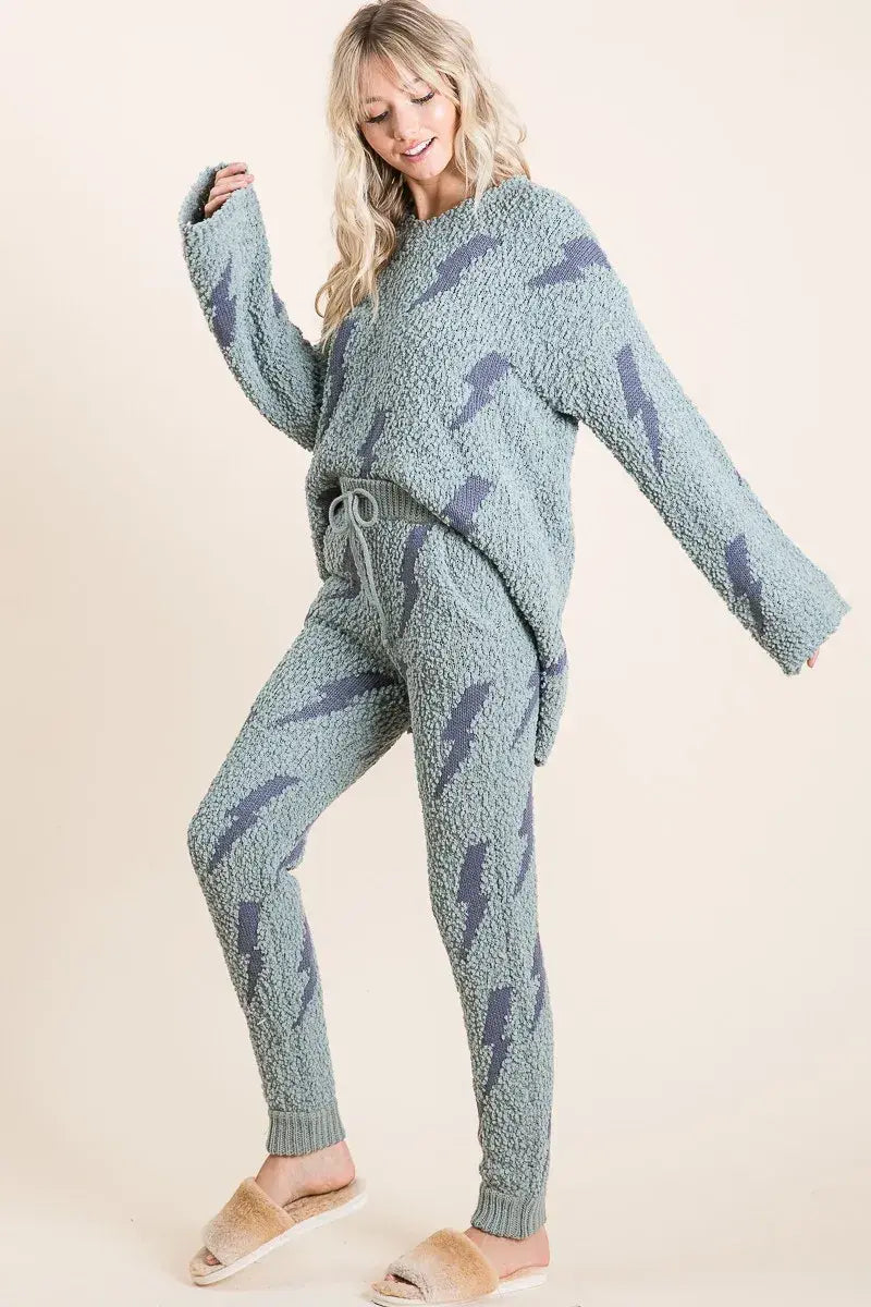 BiBi Cozy Soft Hairy Popcorn Sweater Pants - Trendsi - Flyclothing LLC