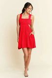 Davi & Dani Washed Satin Cutout Skirt Bandeau Mini Dress - Trendsi