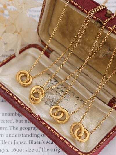 18K Gold-Plated Titanium Steel Hoop Pendant Necklace - Trendsi - Flyclothing LLC