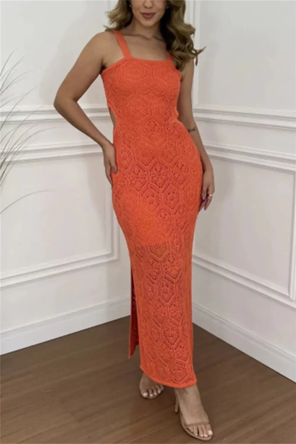 Cutout Side Slit Maxi Tank Dress - Trendsi - Flyclothing LLC