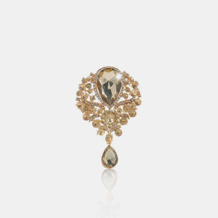 Alloy Rhinestone Teardrop Brooch - Trendsi