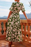Split Surplice Half Sleeve Dress - Trendsi