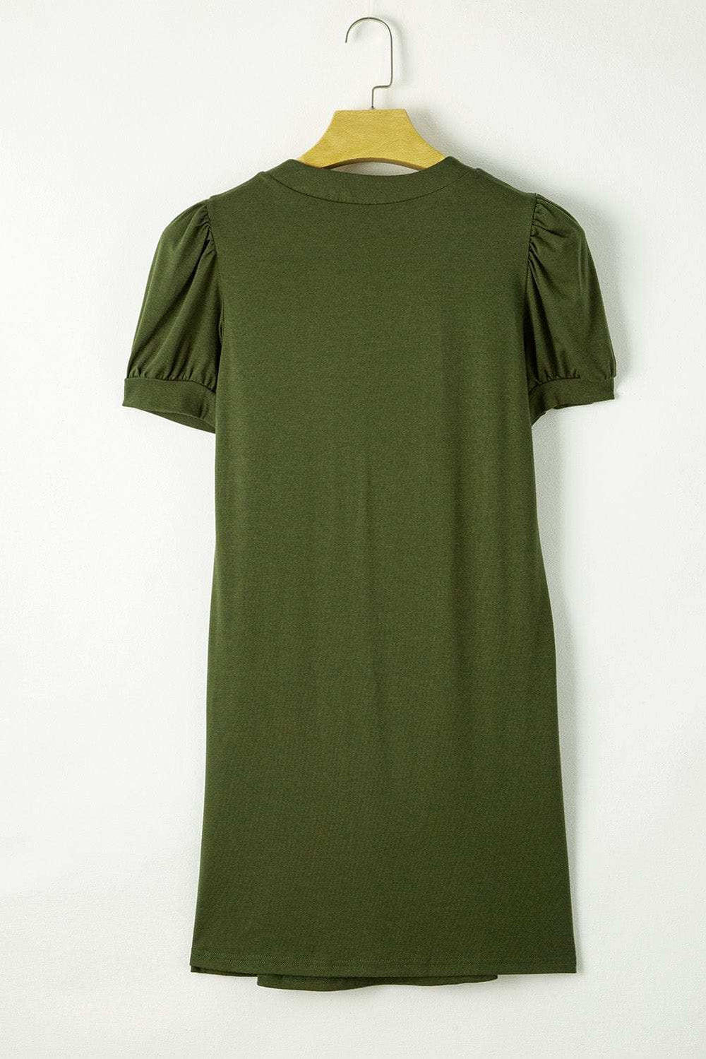 Pin-Tuck Notched Short Sleeve Dress - Trendsi - Flyclothing LLC