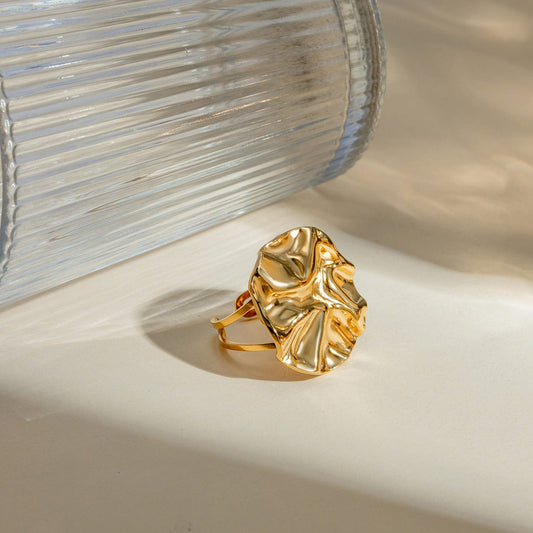 18K Gold-Plated Irregular Open Ring - Trendsi