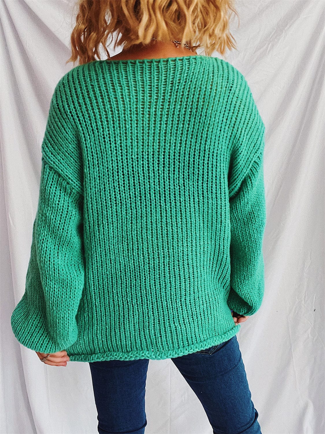 Boat Neck Dropped Shoulder Sweater - Trendsi