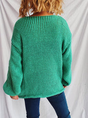 Boat Neck Dropped Shoulder Sweater - Trendsi