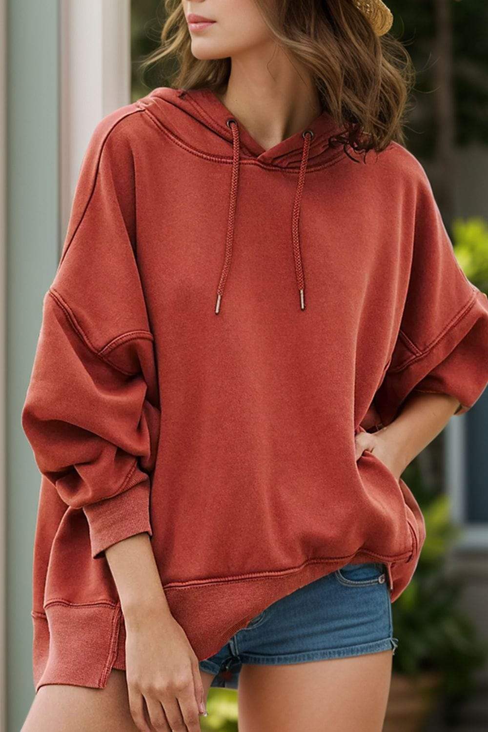 Drawstring Dropped Shoulder Long Sleeve Hoodie - Trendsi - Flyclothing LLC
