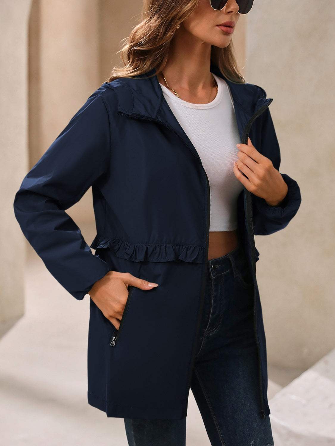 Ivy Lane Outdoor Waterproof Long Sleeve Hooded Windbreaker - Trendsi - Flyclothing LLC
