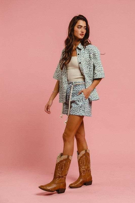 BiBi Rope Belt Leopard Shorts - Trendsi - Flyclothing LLC