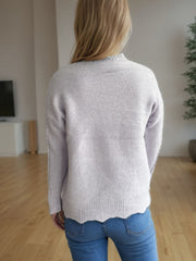 Cable-Knit Mock Neck Dropped Shoulder Sweater - Trendsi