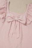 Textured Bow Knot Frilled Butterfly Sleeve Blouse - Trendsi - Flyclothing LLC