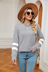 Round Neck Long Sleeve Top - Trendsi - Flyclothing LLC