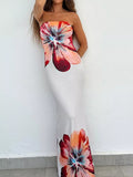Floral Print Strapless Bodycon Maxi Dress - Trendsi - Flyclothing LLC