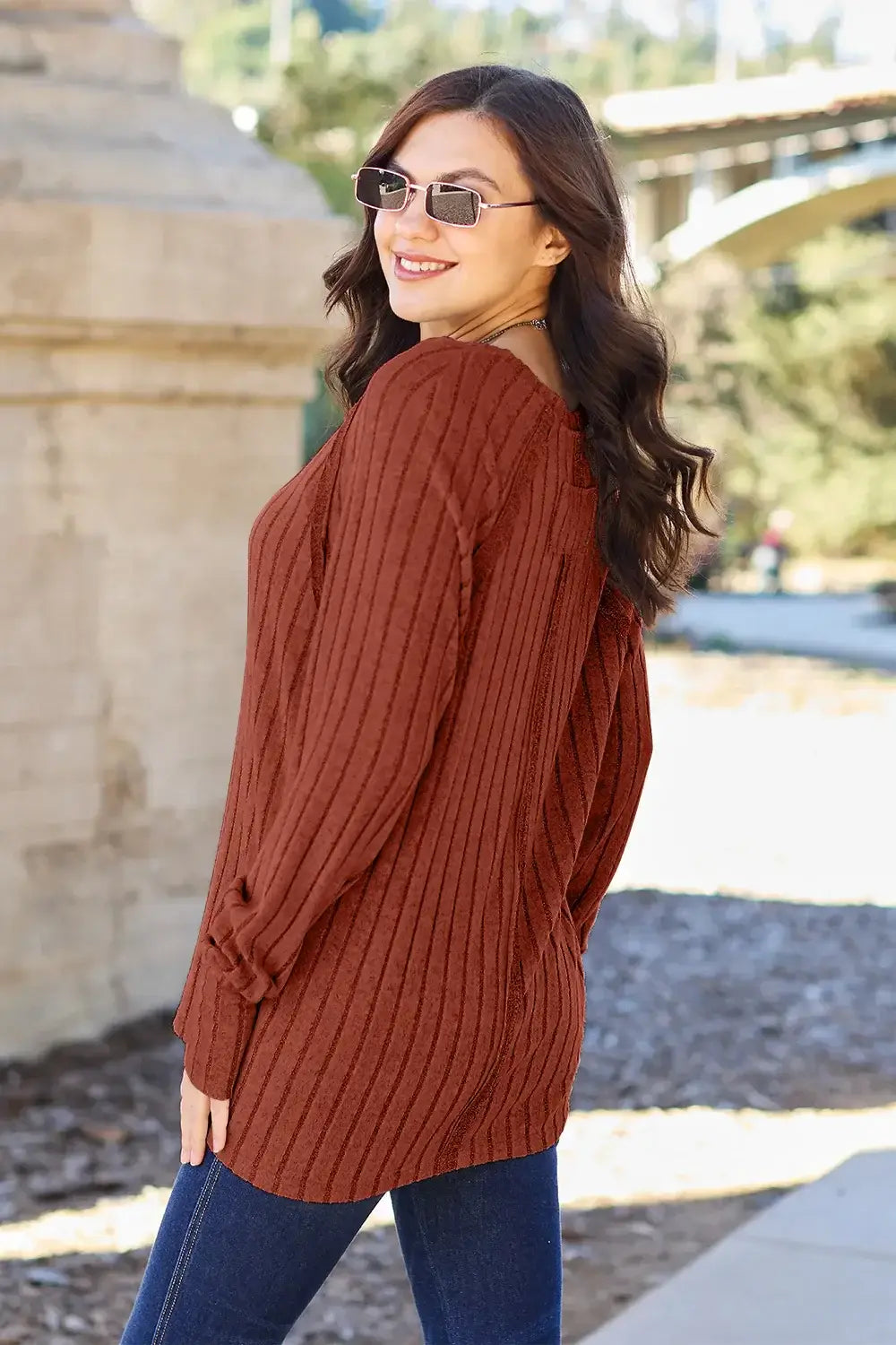 Basic Bae Full Size Ribbed Round Neck Long Sleeve Knit Top - ShopBasicbae - Flyclothing LLC
