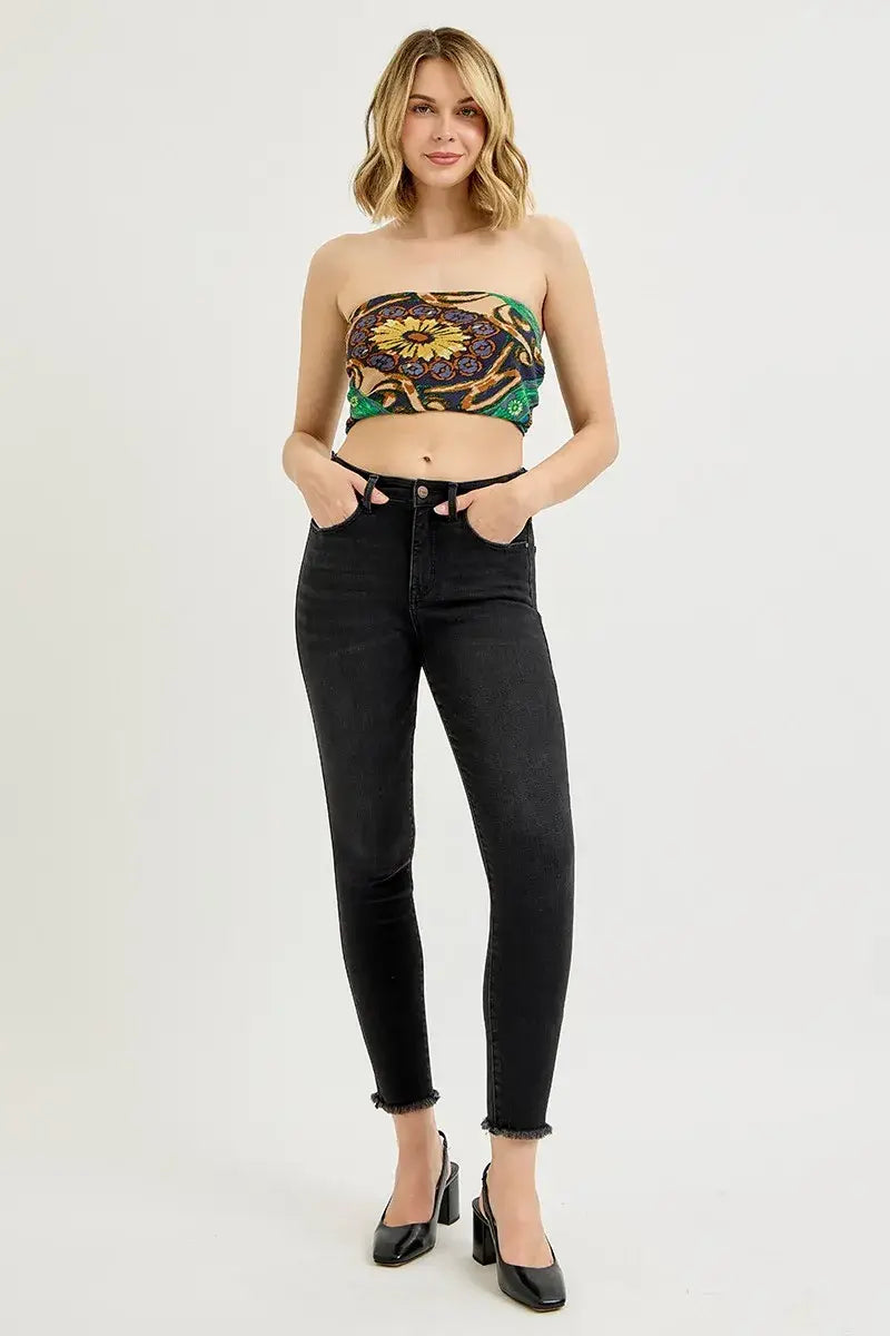 RISEN Full Size Tummy Control High Rise Adjustable Waist Skinny Jeans Plus Size - Trendsi - Flyclothing LLC