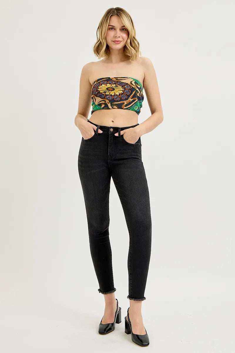 RISEN Full Size Tummy Control High Rise Adjustable Waist Skinny Jeans Plus Size - Trendsi - Flyclothing LLC