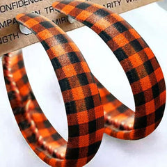 Plaid PU Leather Hoop Earrings - Trendsi