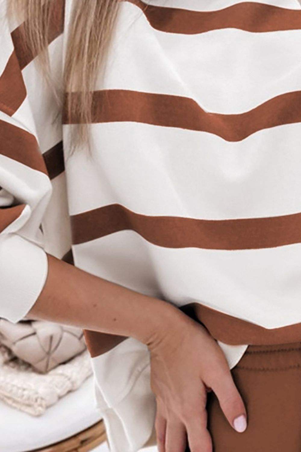 Striped Round Neck Long Sleeve Top and Pants Set - Trendsi - Flyclothing LLC
