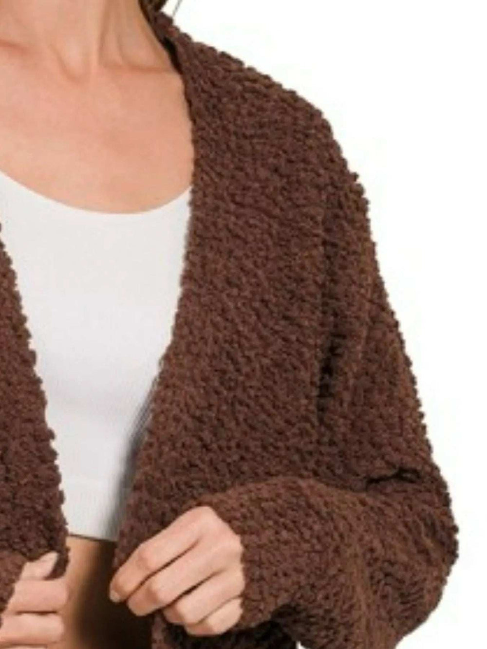 Zenana Long Sleeve Popcorn Sweater Cardigan with Pockets - Trendsi - Flyclothing LLC