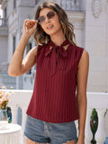 Striped Tie Neck Tank - Trendsi - Flyclothing LLC
