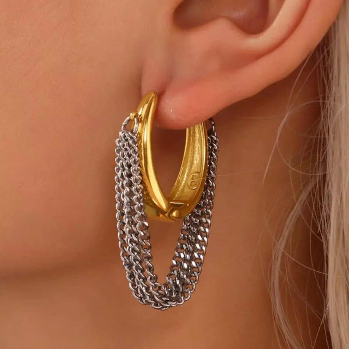 Chunky Chain Hoop Earrings - Trendsi - Flyclothing LLC