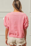 BiBi Ribbon Bow Detail Puff Sleeve Sweater - Trendsi - Flyclothing LLC
