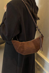 PU Leather Strap Suede Shoulder Bag - Trendsi - Flyclothing LLC